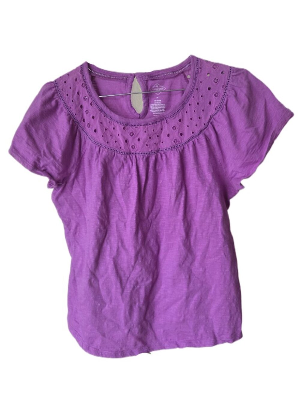 St. John's Bay Light Purple Swiss Dot Neckline Short Sleeve Top
